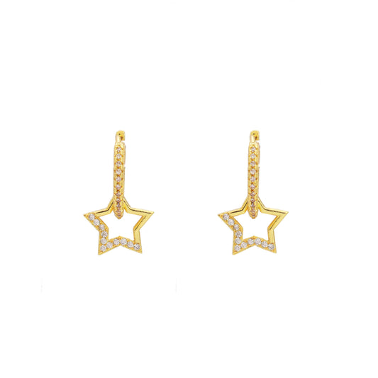 Atlas Star Cubic Huggies Earrings