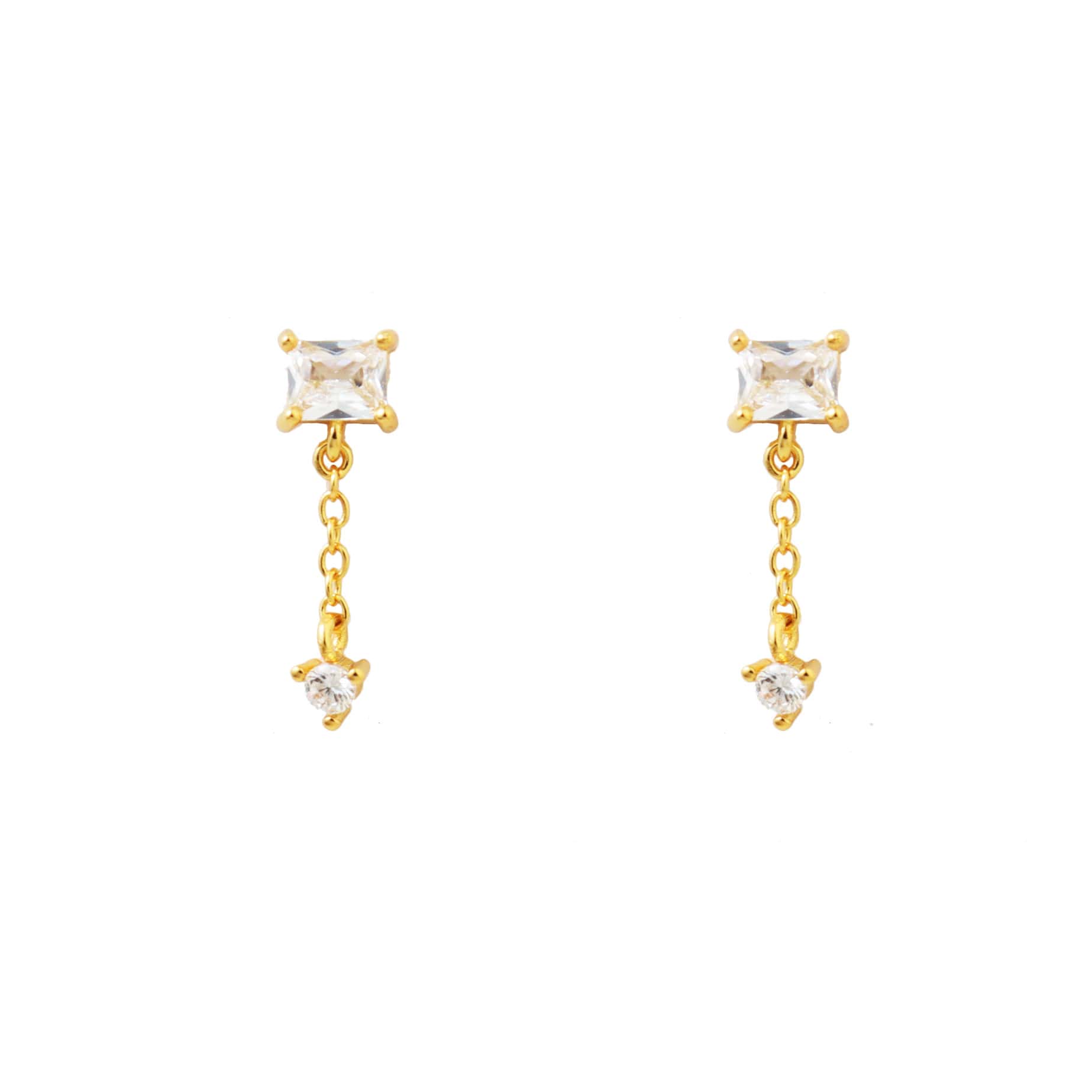 Square Zirconia Drops Earrings
