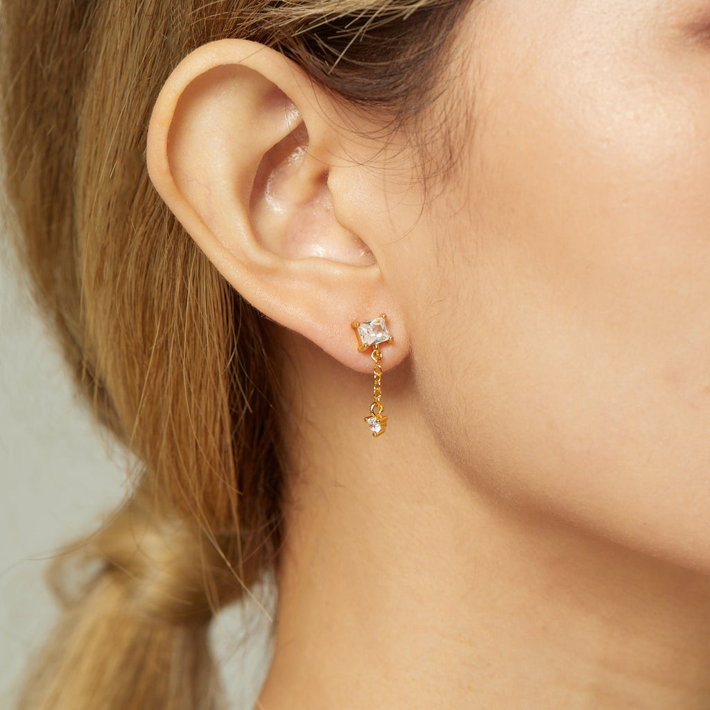 Square Zirconia Drops Earrings