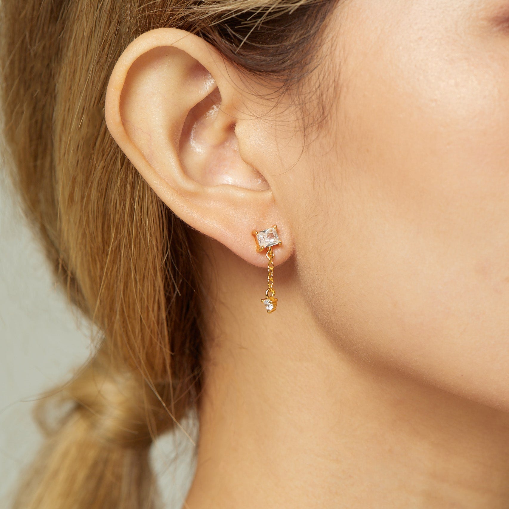 Square Zirconia Drops Earrings