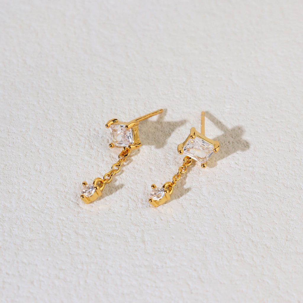 Square Zirconia Drops Earrings
