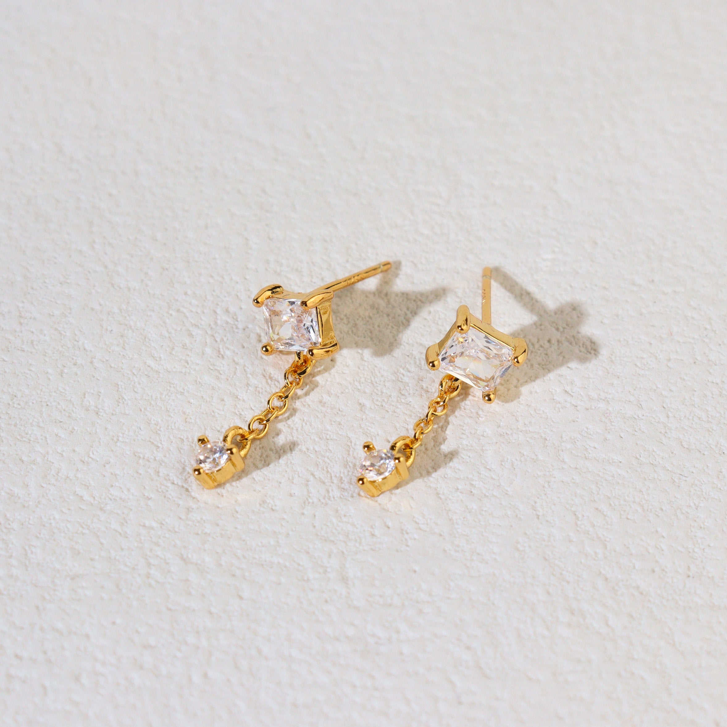 Square Zirconia Drops Earrings
