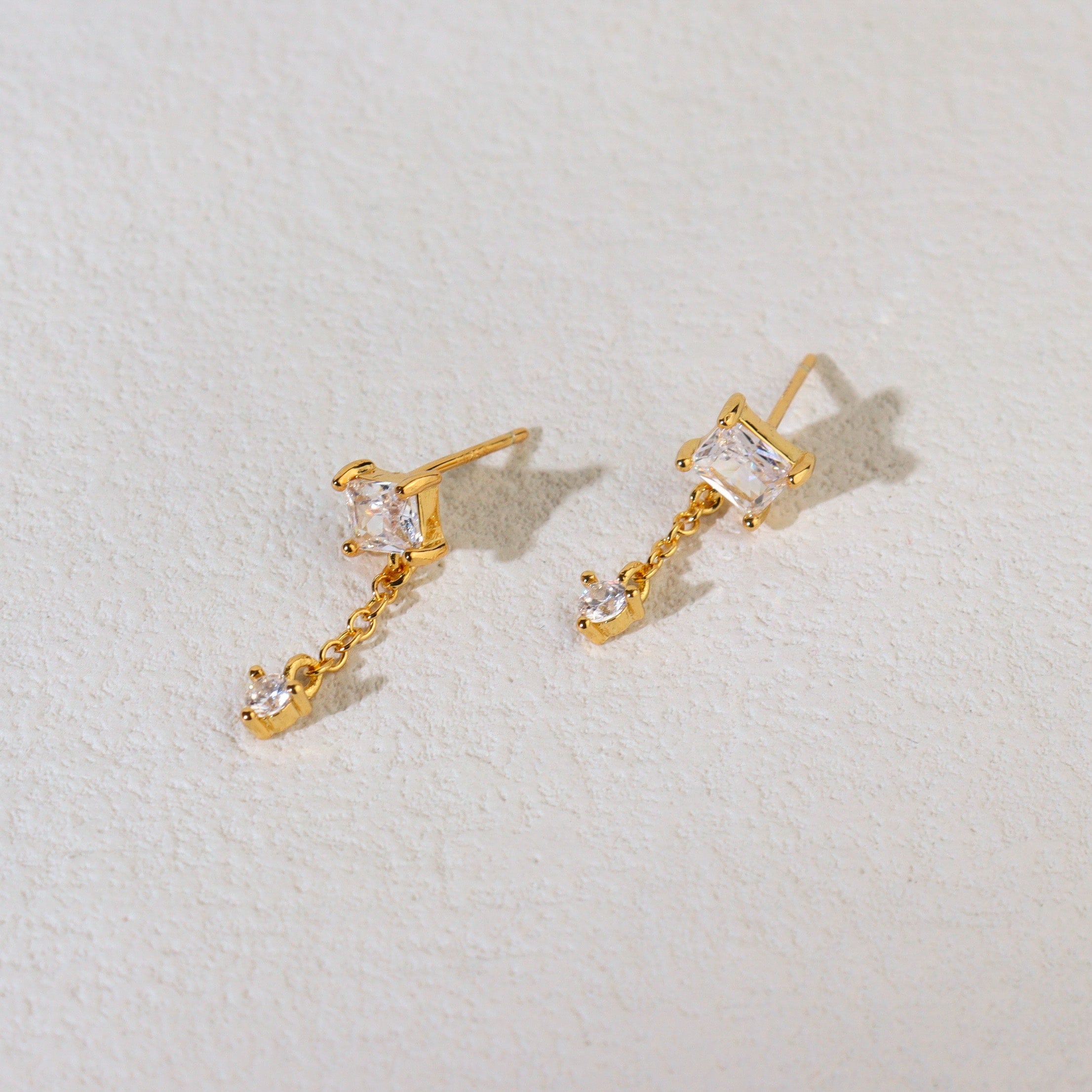 Square Zirconia Drops Earrings