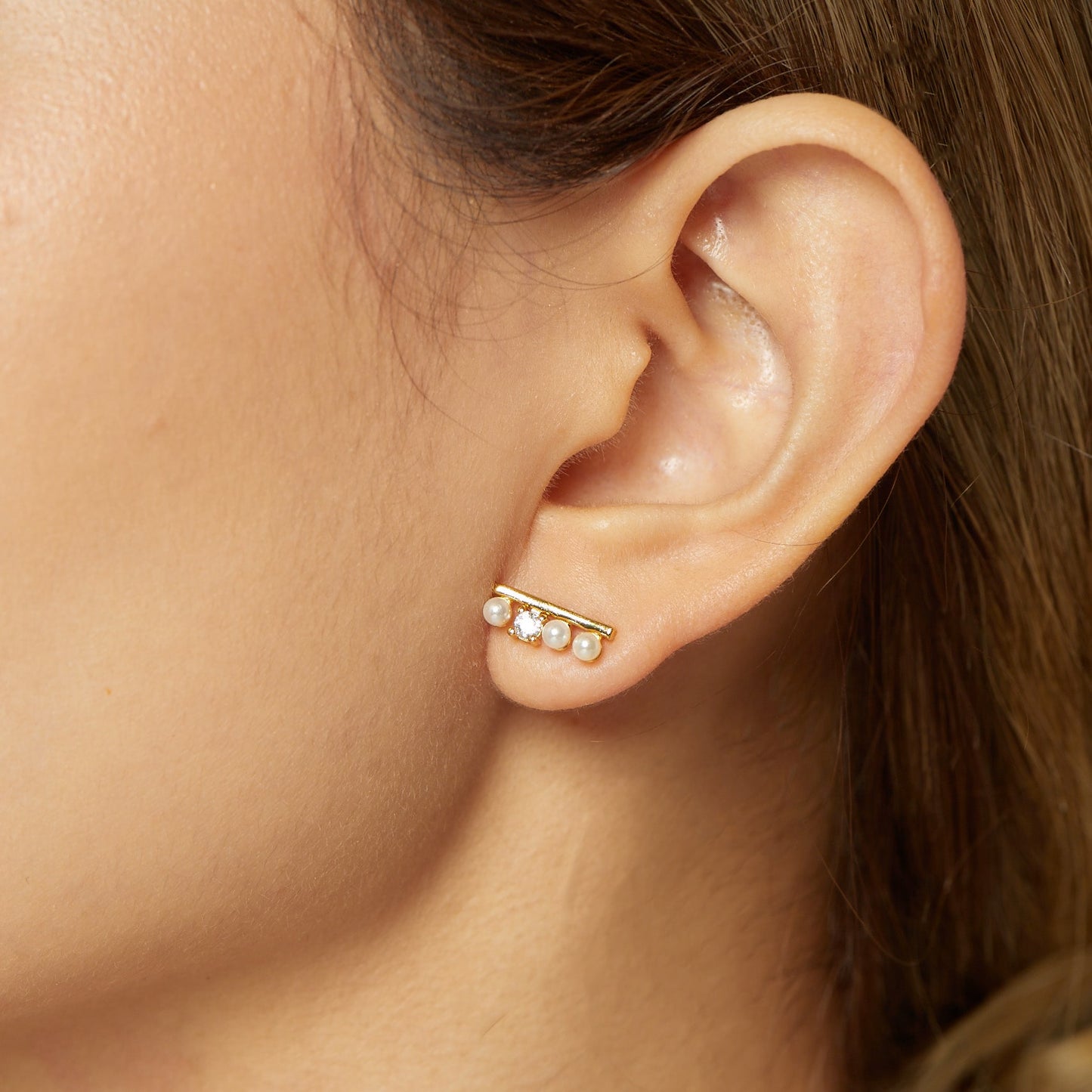Pearl Bunch Gold Earrings