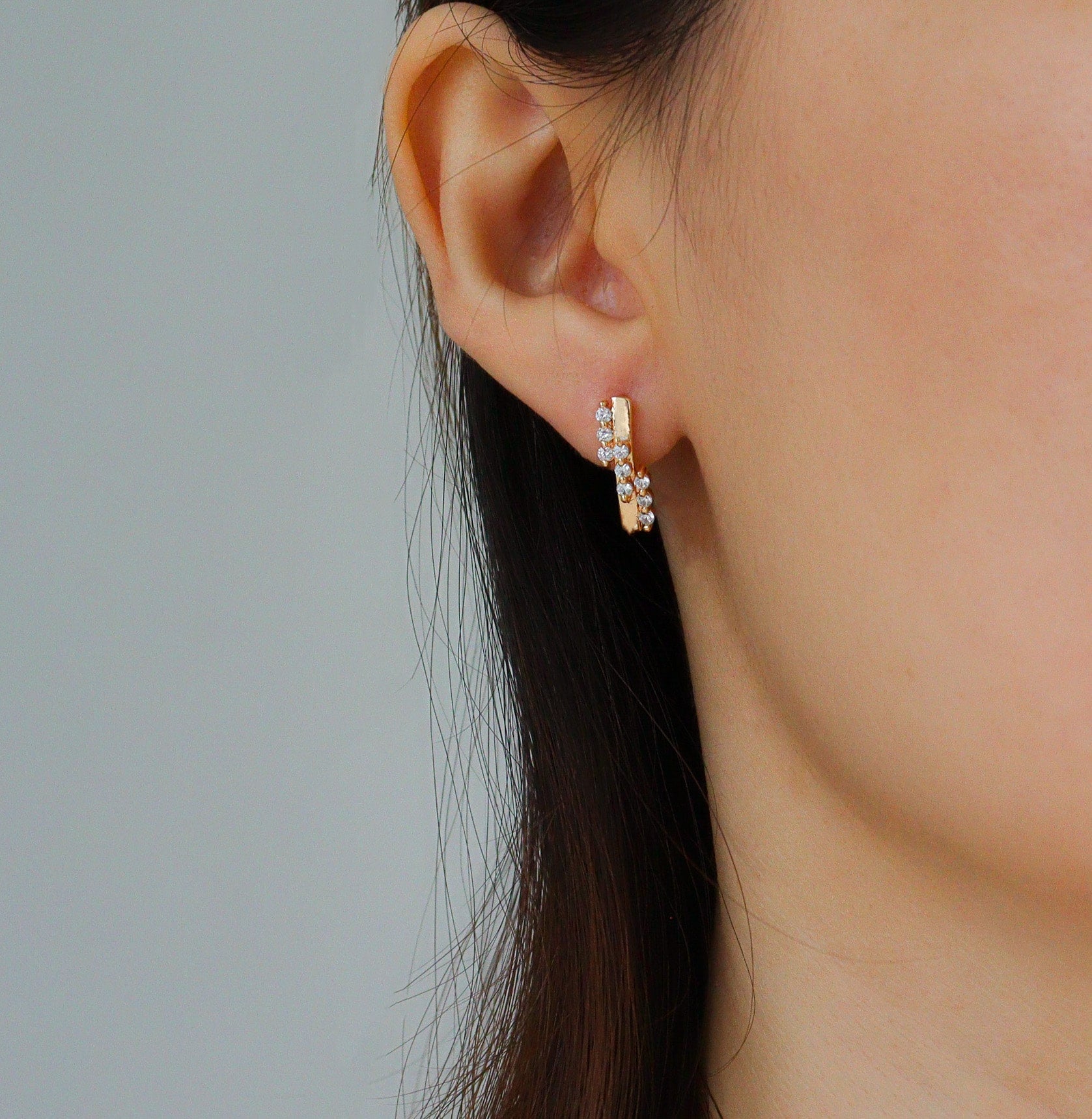Calanthe Cubic Huggie Earrings