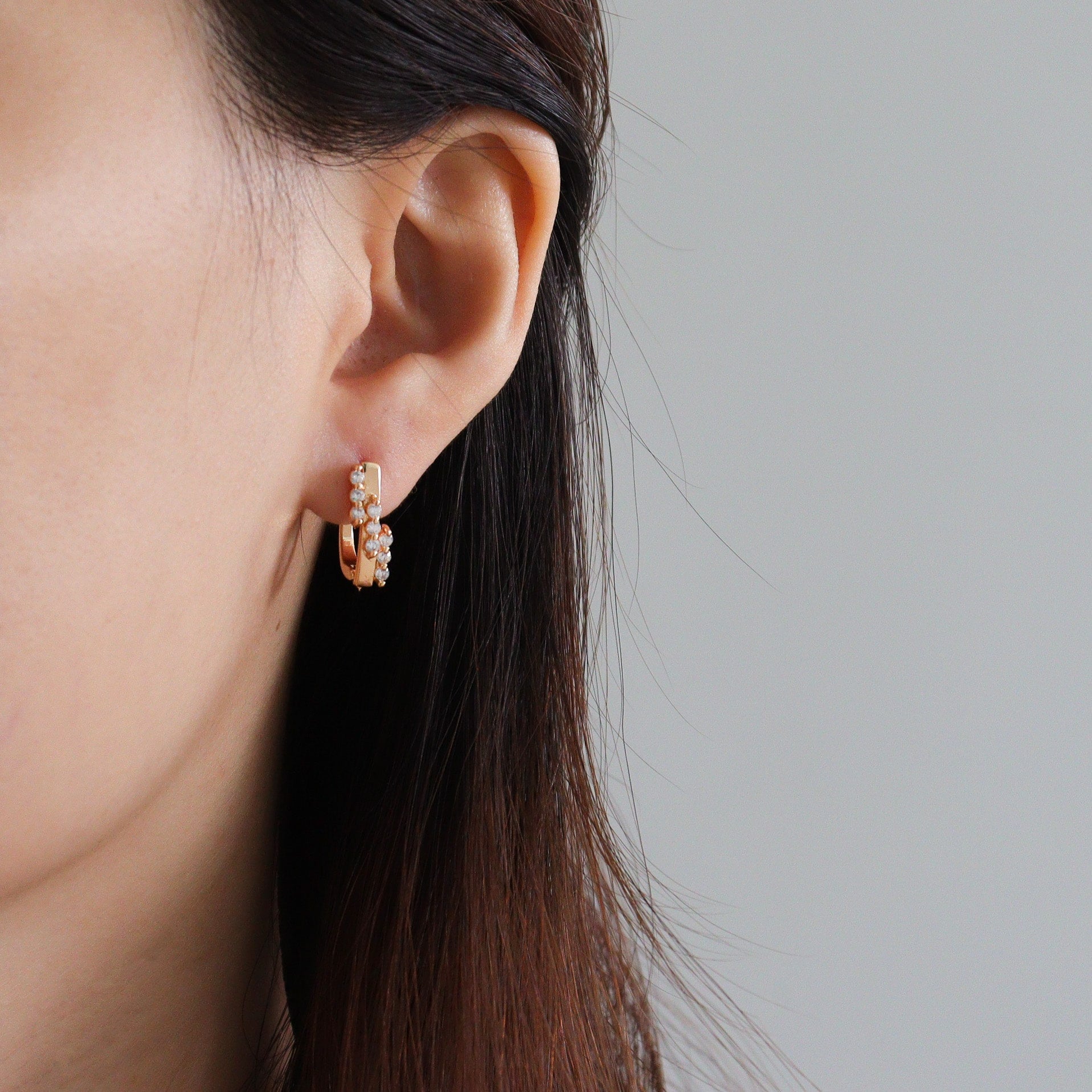 Calanthe Cubic Huggie Earrings