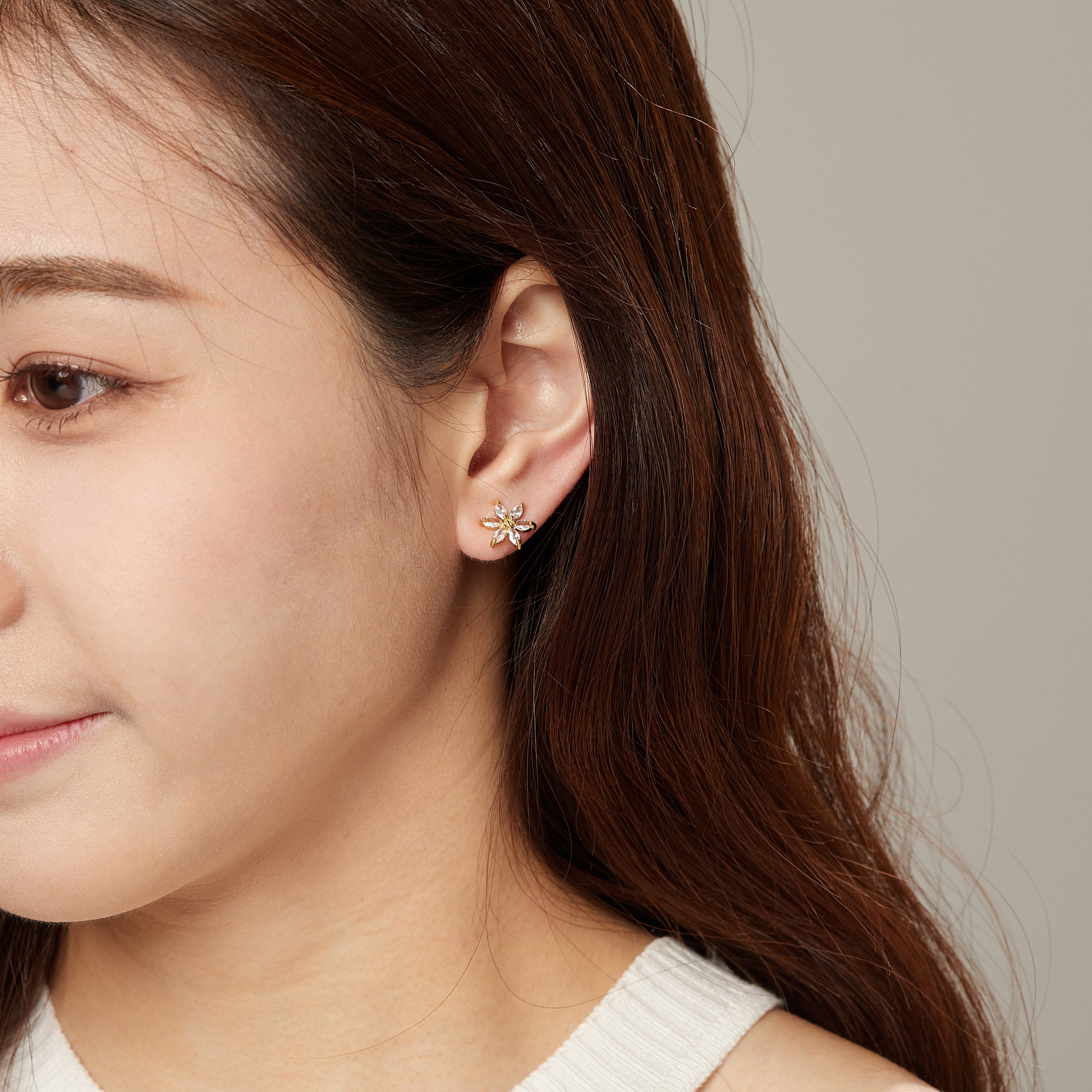 White Slender Earrings