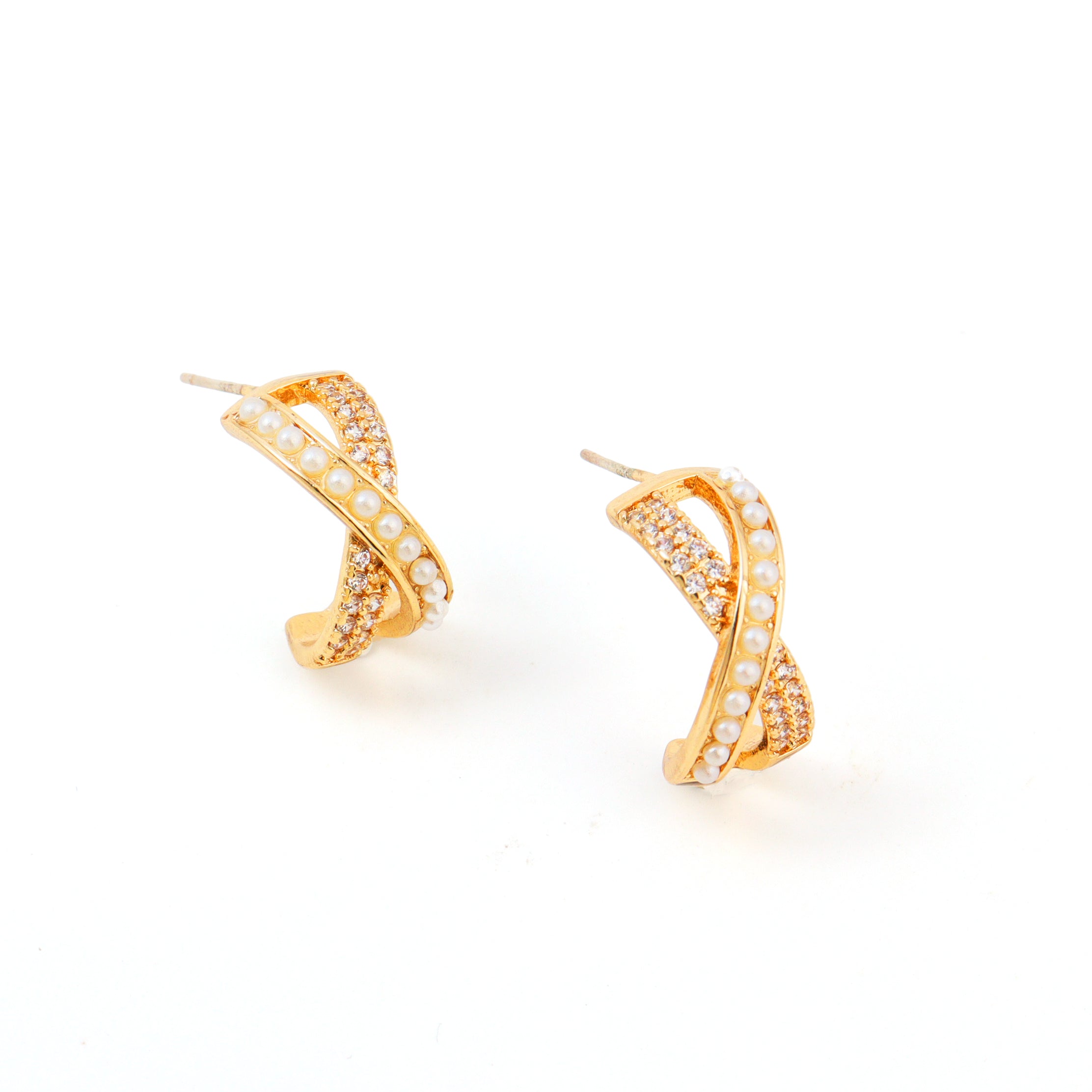 Cross the Pearls Earrings
