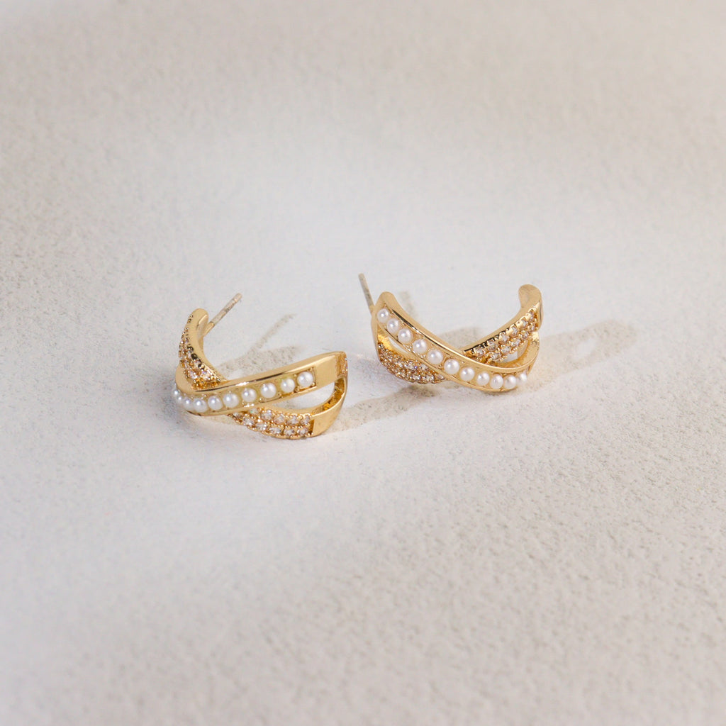 Cross the Pearls Earrings