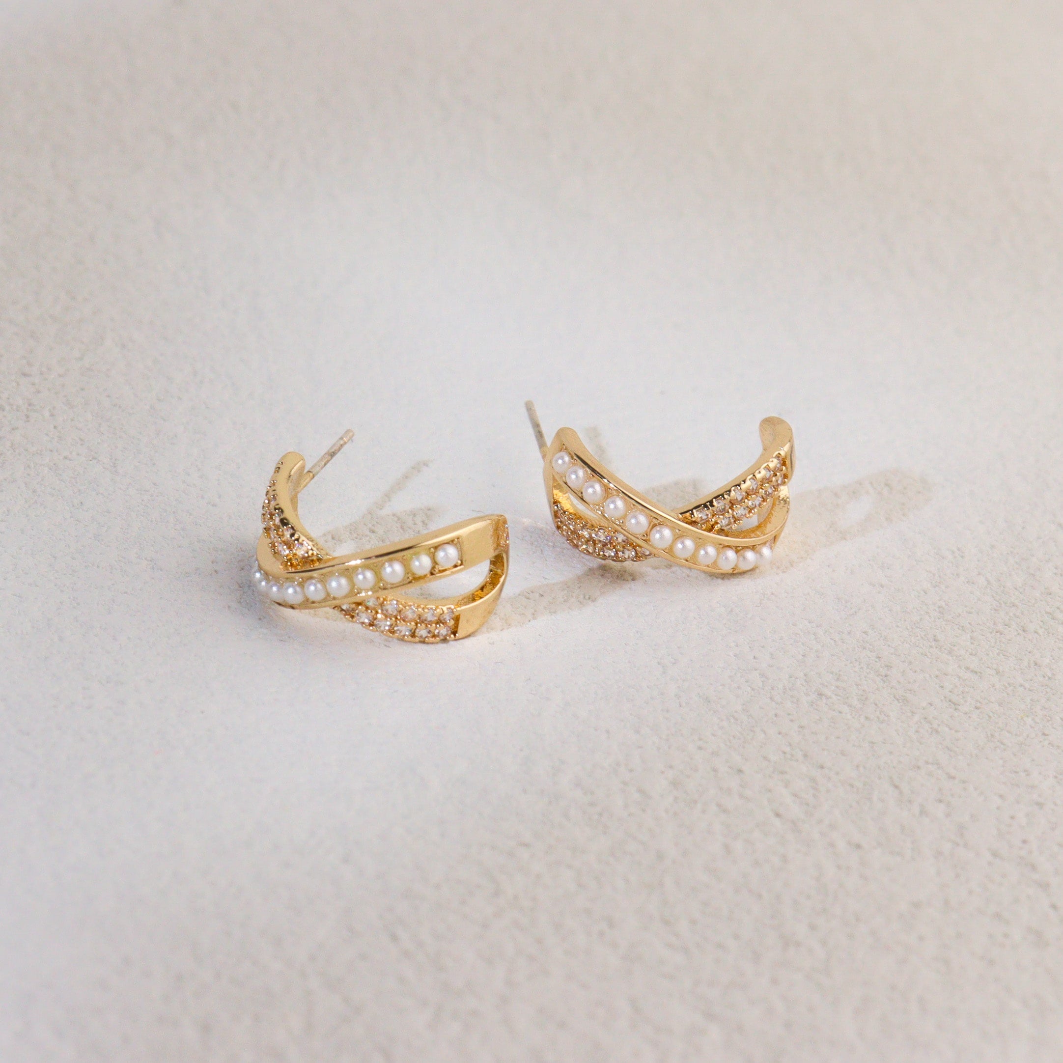 Cross the Pearls Earrings