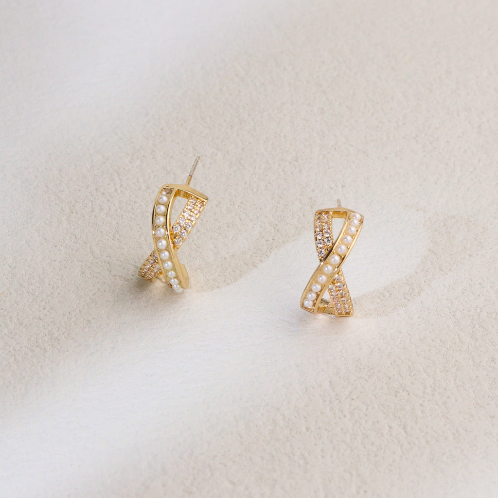 Cross the Pearls Earrings