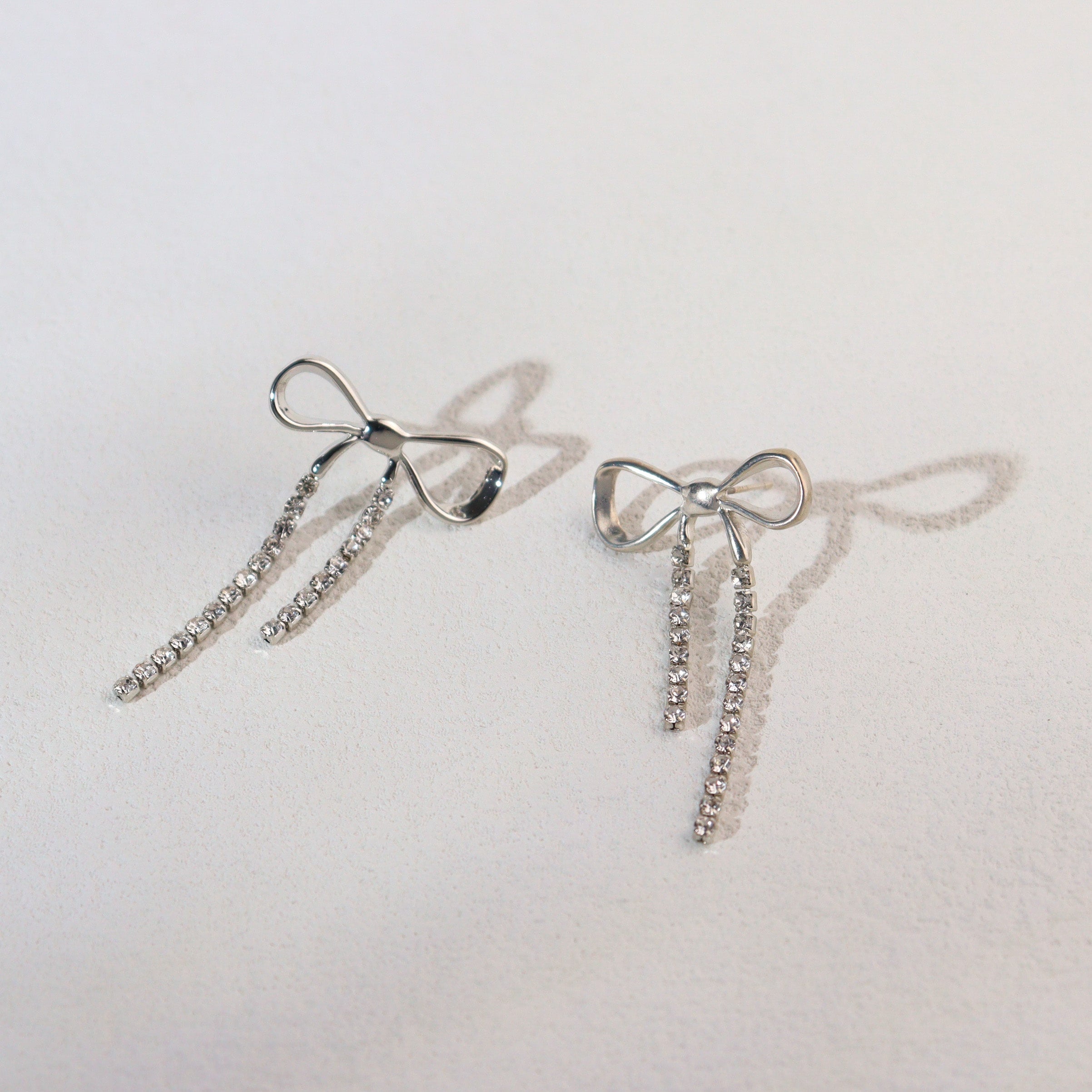 Glitter Silver Ribbon Earrings