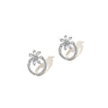 Floral Ring Silver Earrings