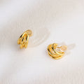 Tri-Hoop Gold Clip On Earrings