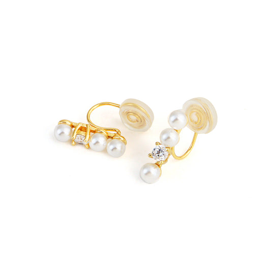 Bar of Pearls Clip On Earrings