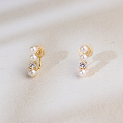Bar of Pearls Clip On Earrings