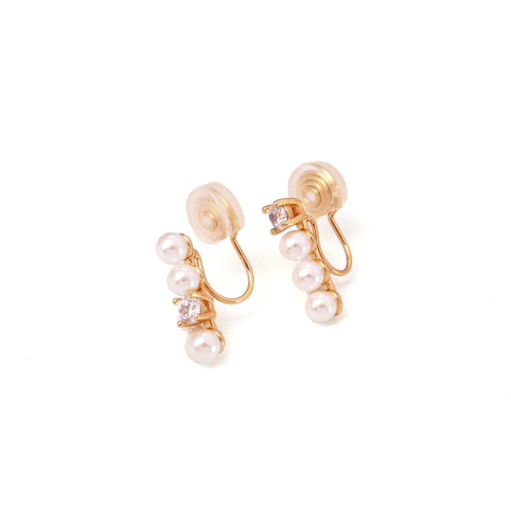 Bar of Pearls Clip On Earrings