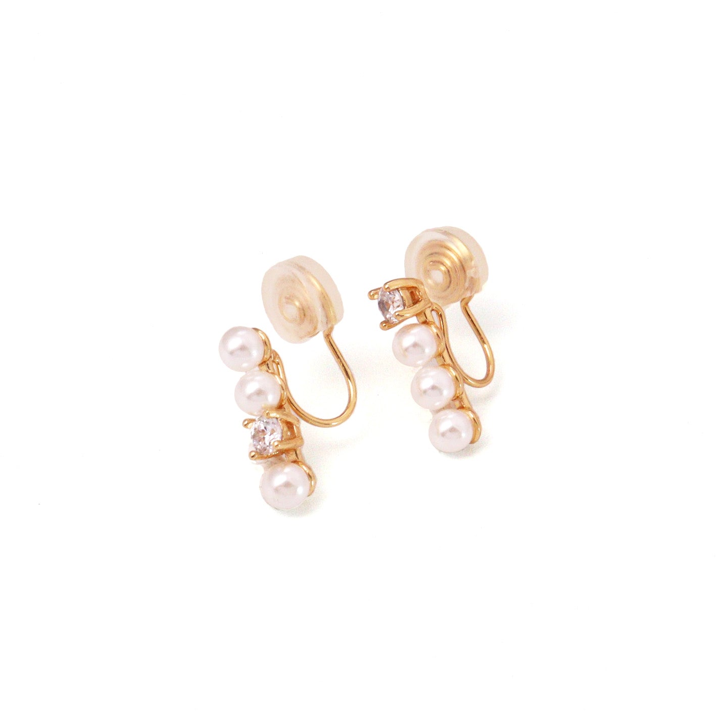 Bar of Pearls Clip On Earrings