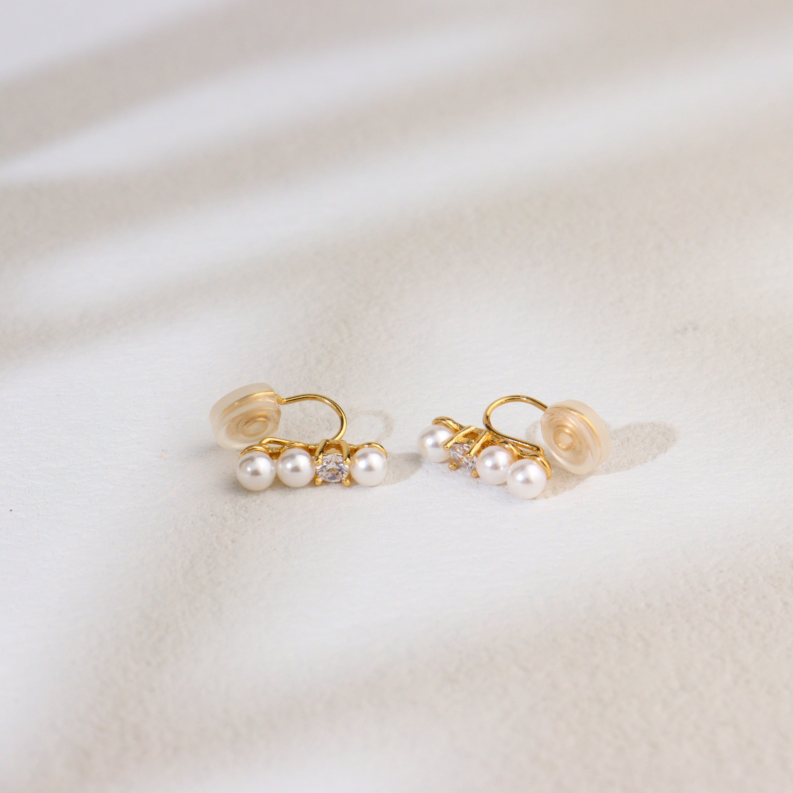 Bar of Pearls Clip On Earrings