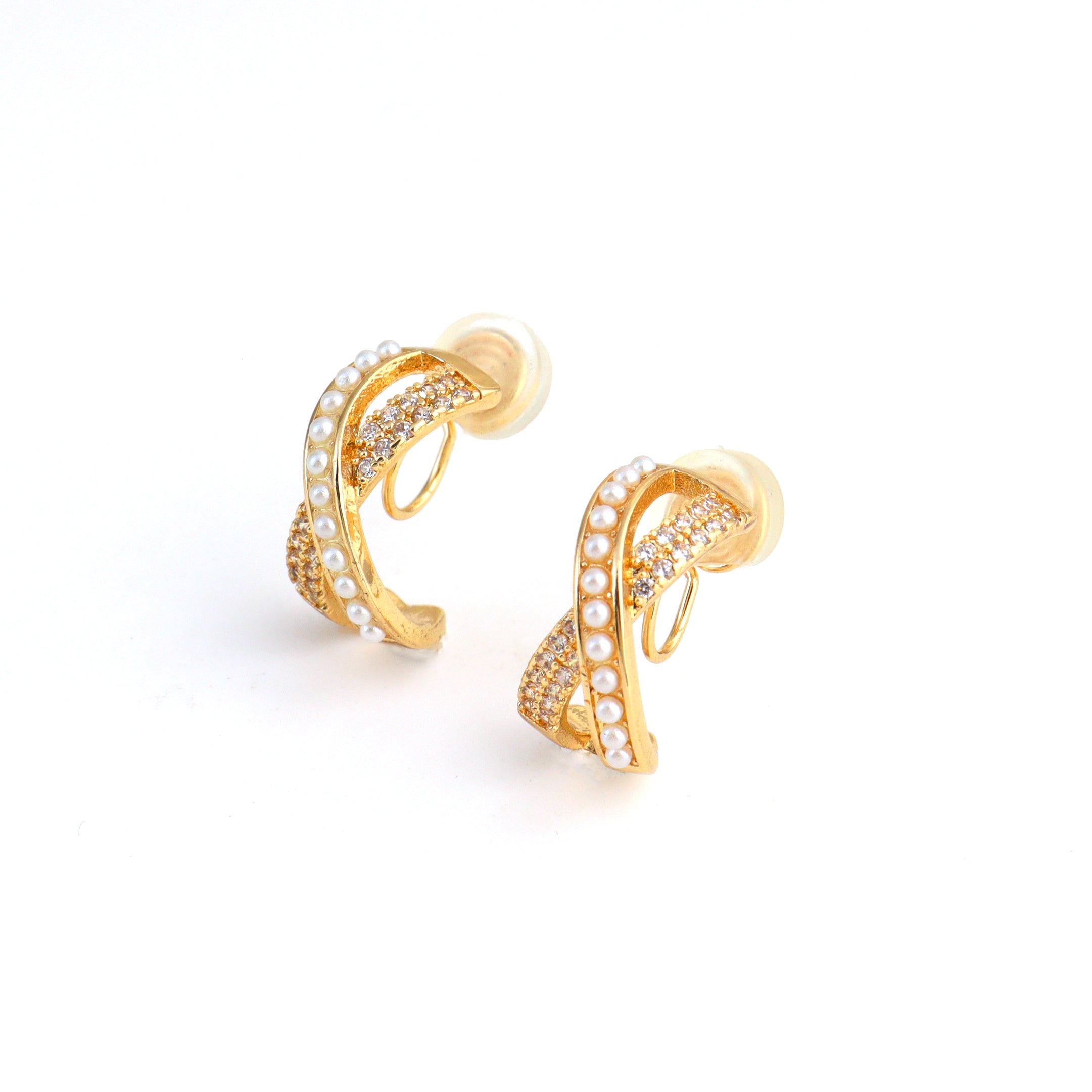 Cross The Pearls Clip On Earrings