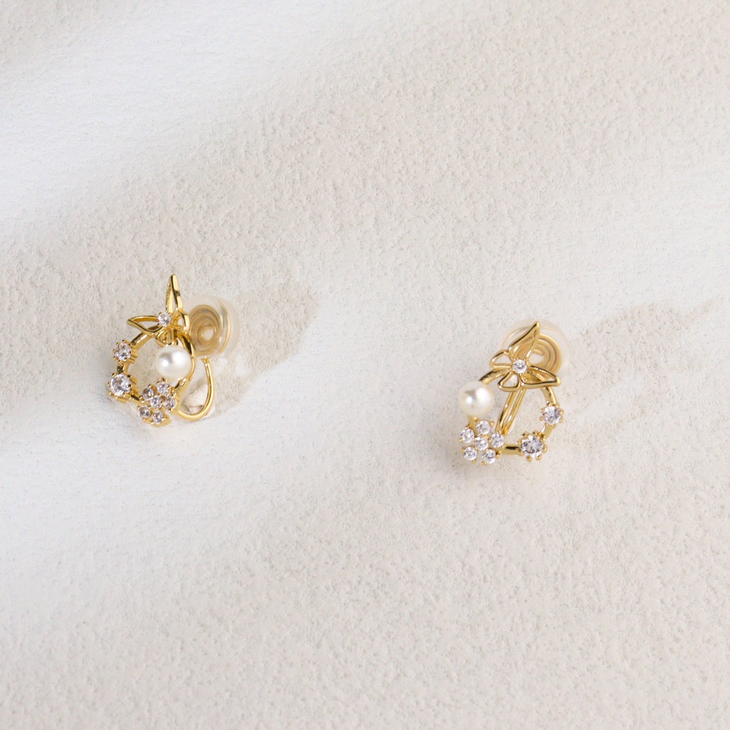 Dancing Butterfly Pearl Clip On Earrings