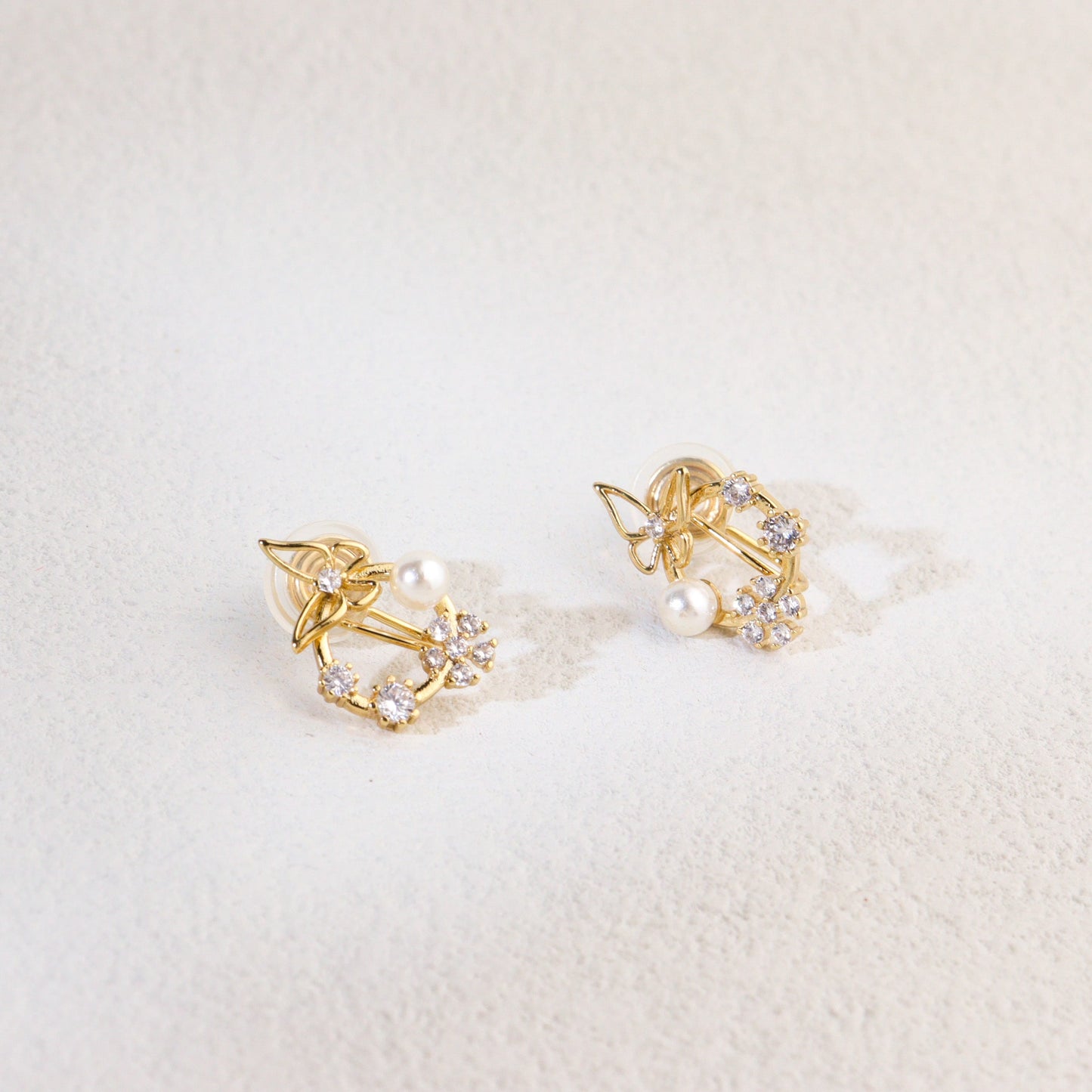 Dancing Butterfly Pearl Clip On Earrings