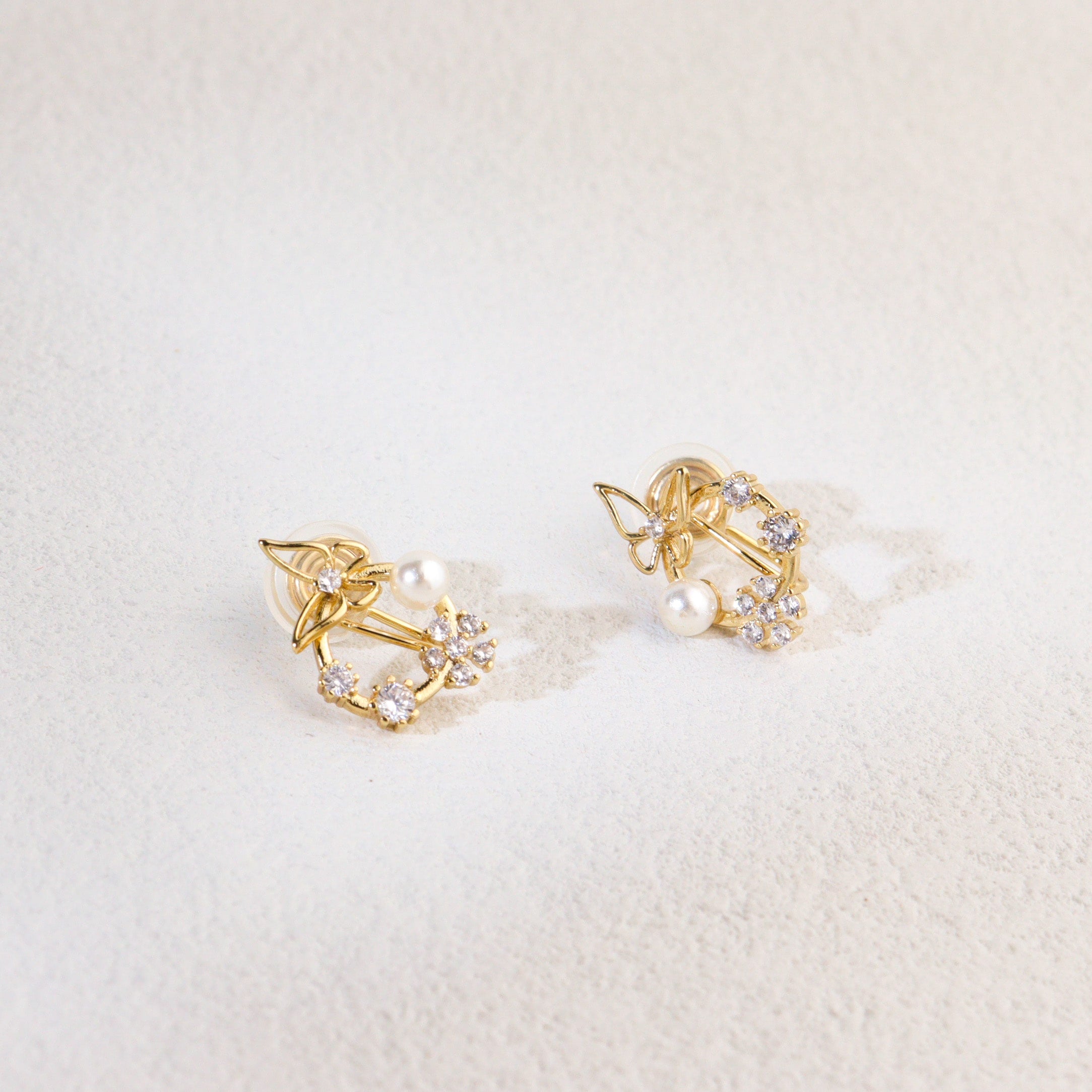 Dancing Butterfly Pearl Clip On Earrings