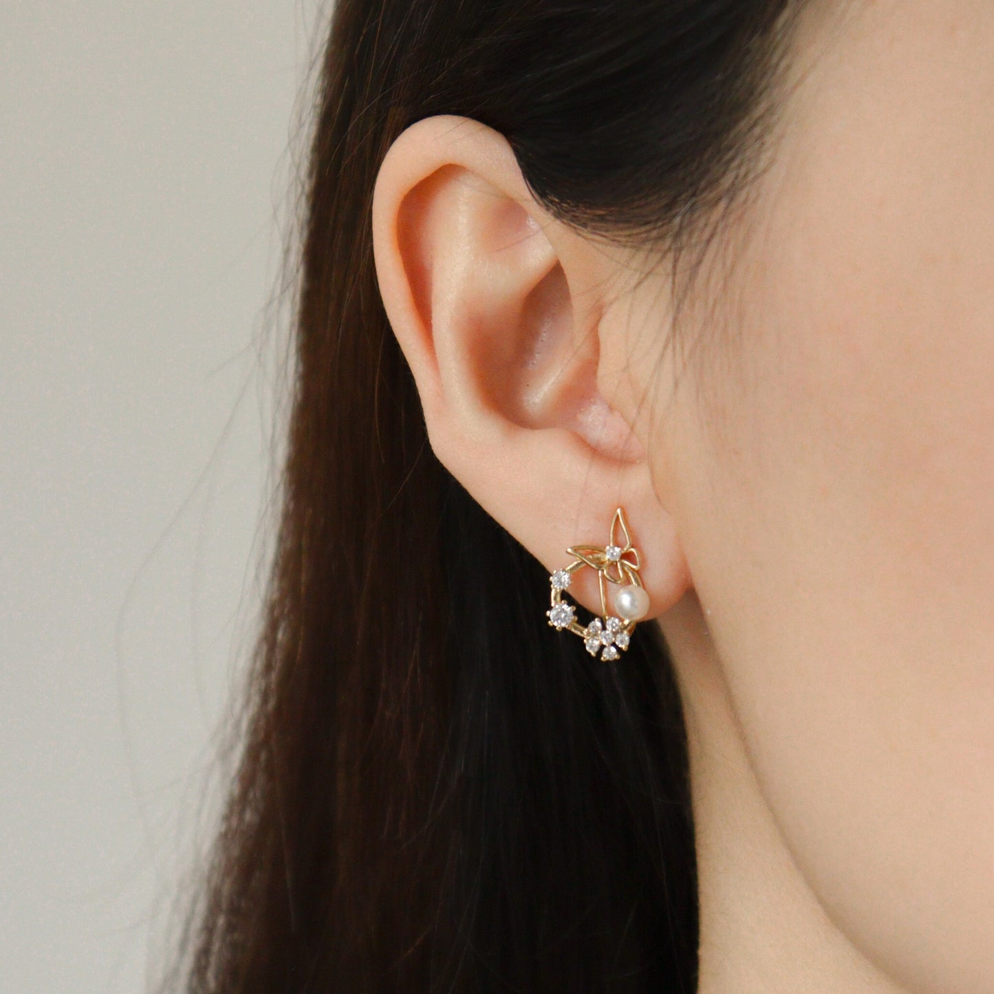 Dancing Butterfly Pearl Clip On Earrings