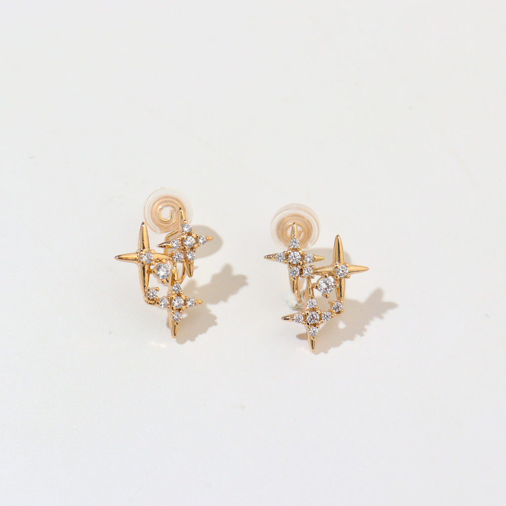 Tri-Star Clip on Earrings