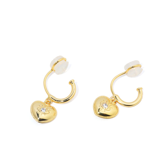 Aiko Heart Hoop Clip On Earrings