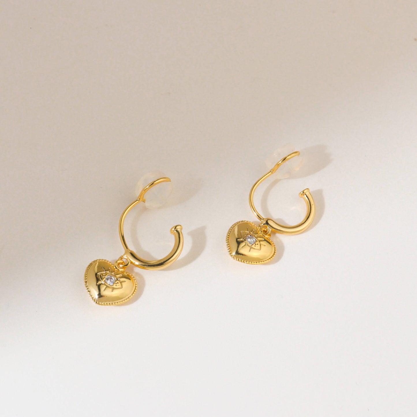 Aiko Heart Hoop Clip On Earrings