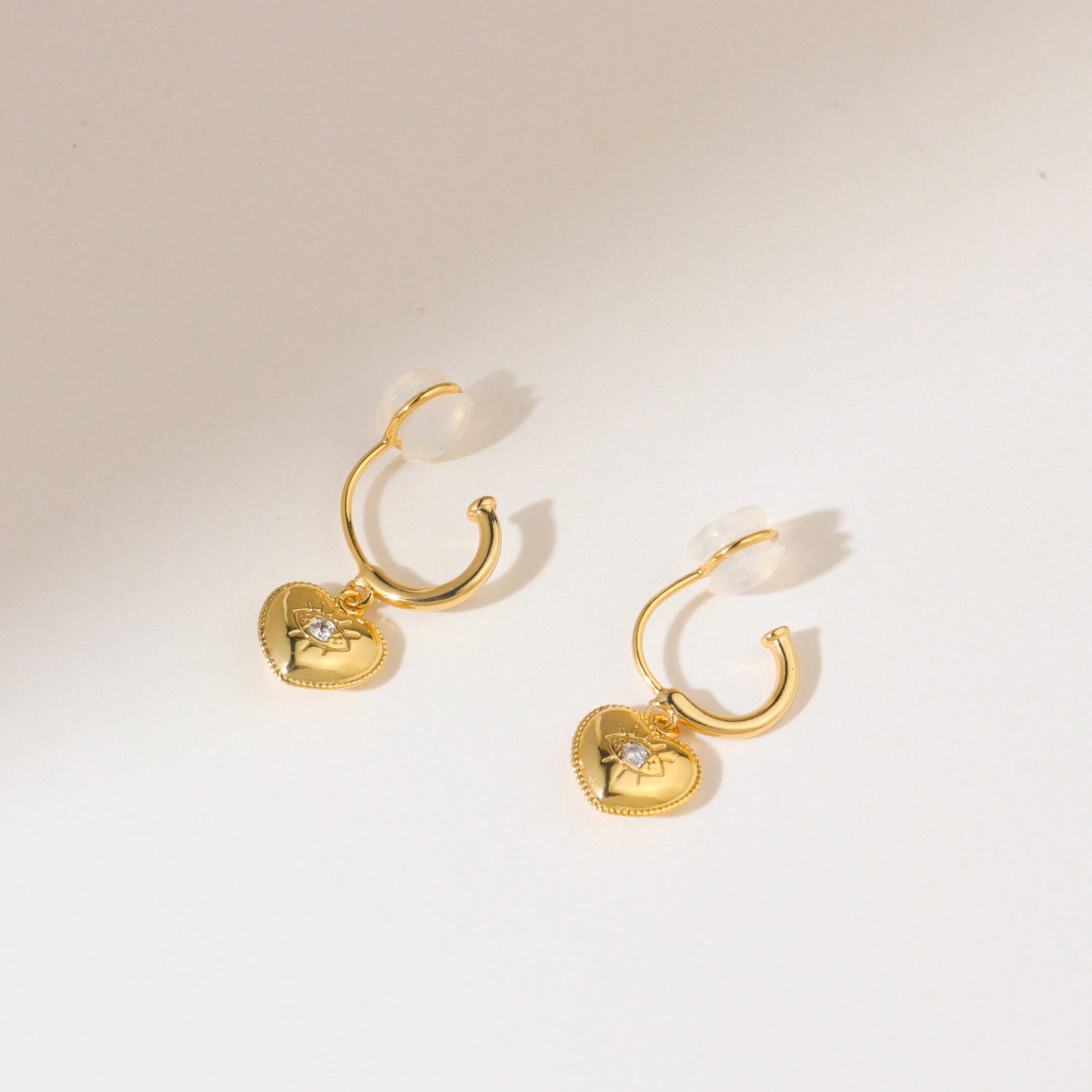 Aiko Heart Hoop Clip On Earrings