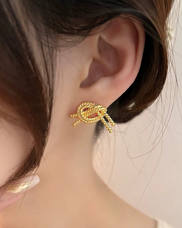 Sailor's Knot Gold Earrings