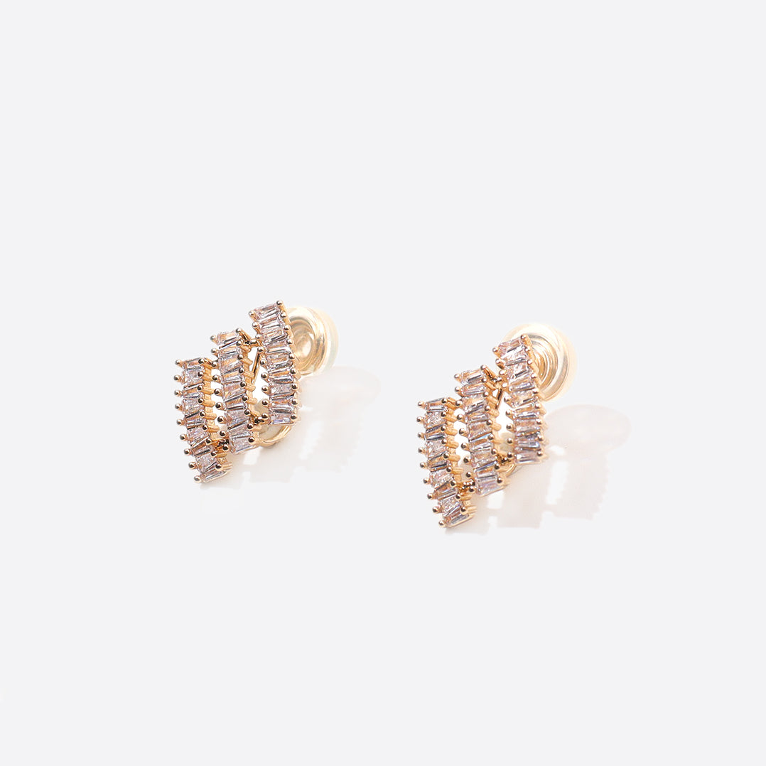 Strike 3 Gold Clip On Earrings