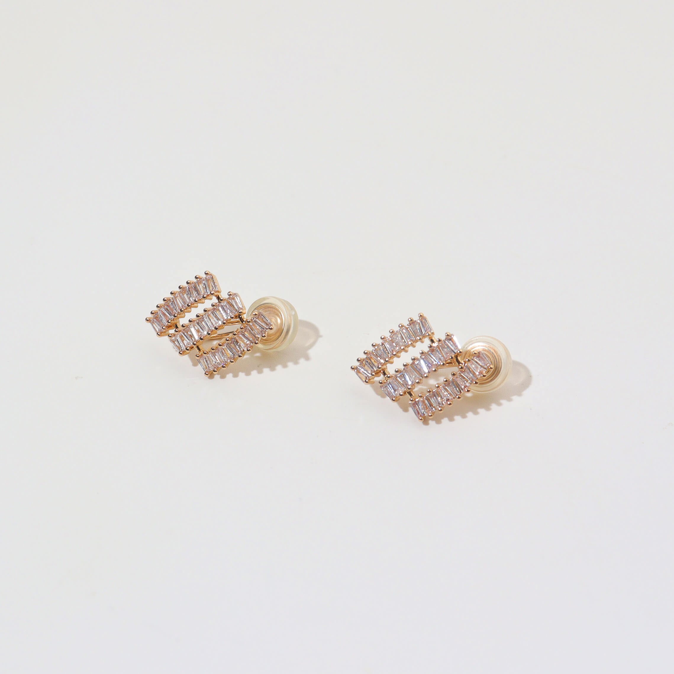 Strike 3 Gold Clip On Earrings