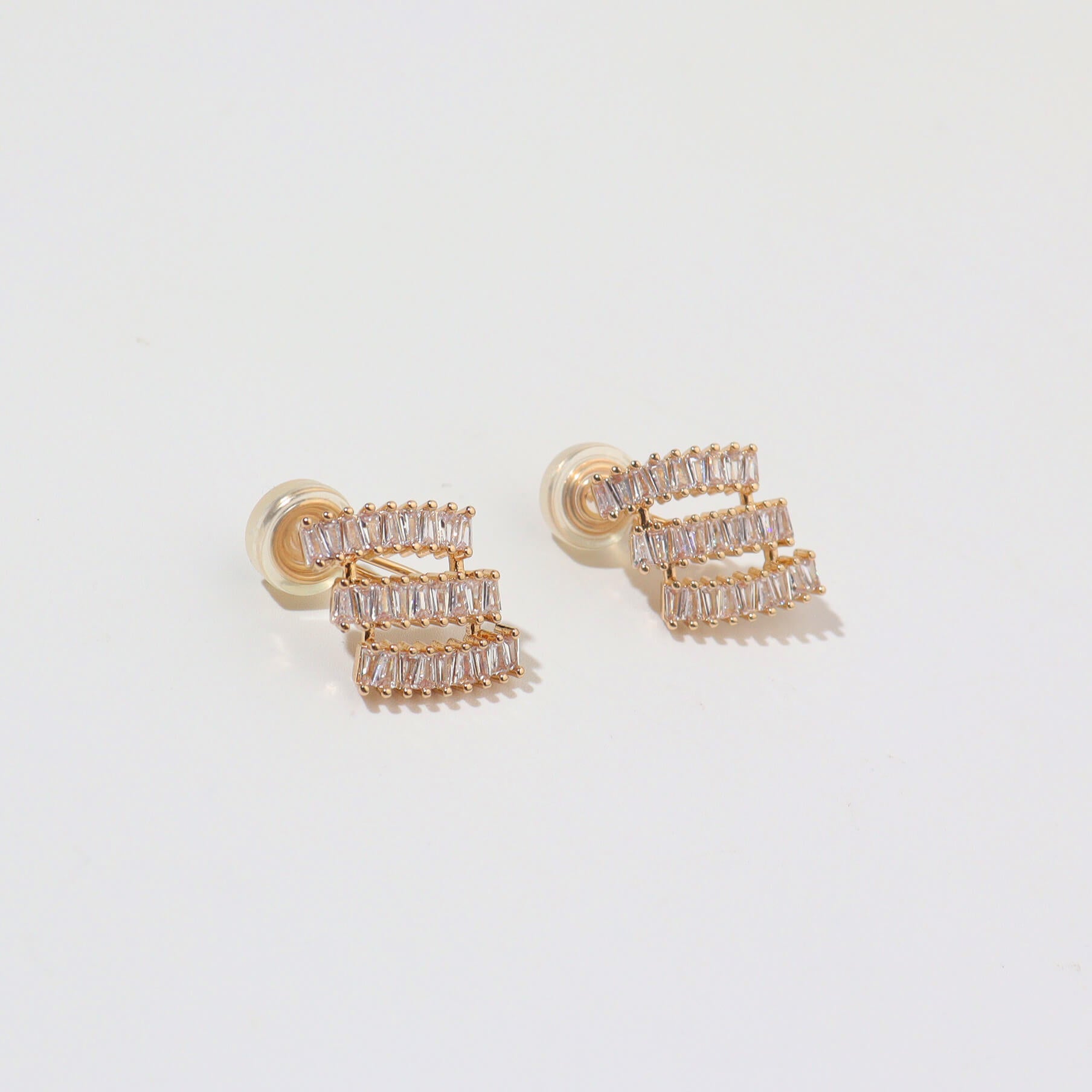Strike 3 Gold Clip On Earrings