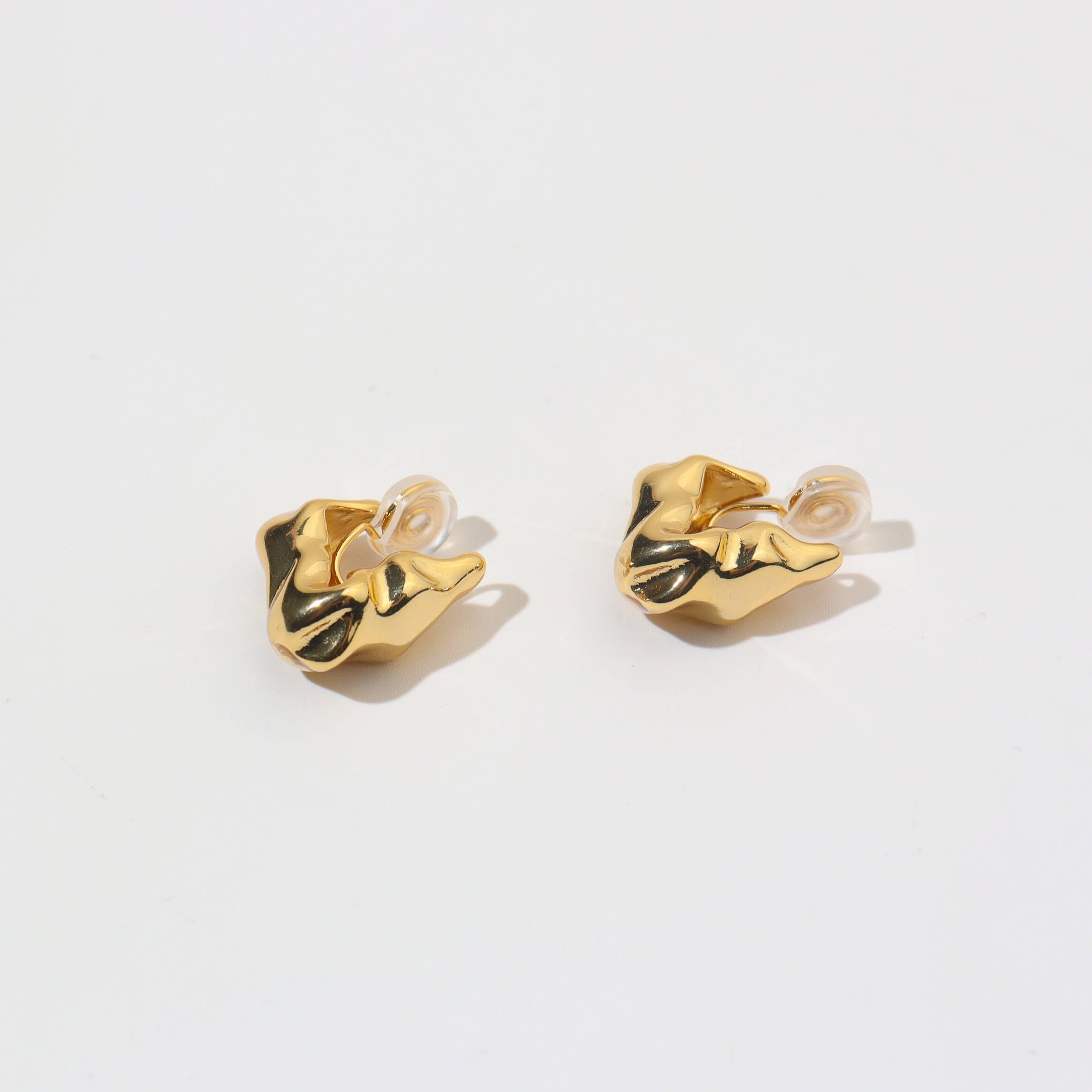 Gold Pebble Clip On Earrings