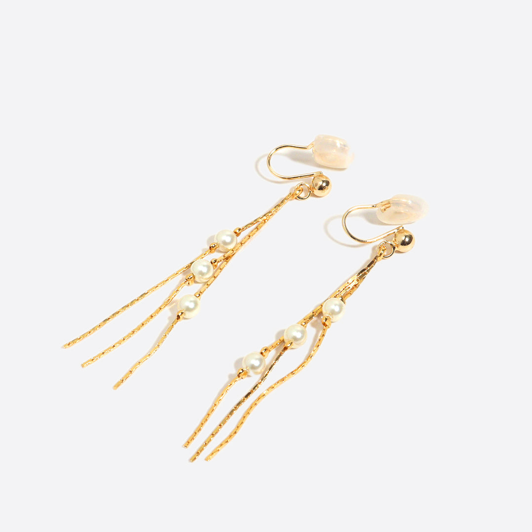 Pearly Drop Clip On Earrings