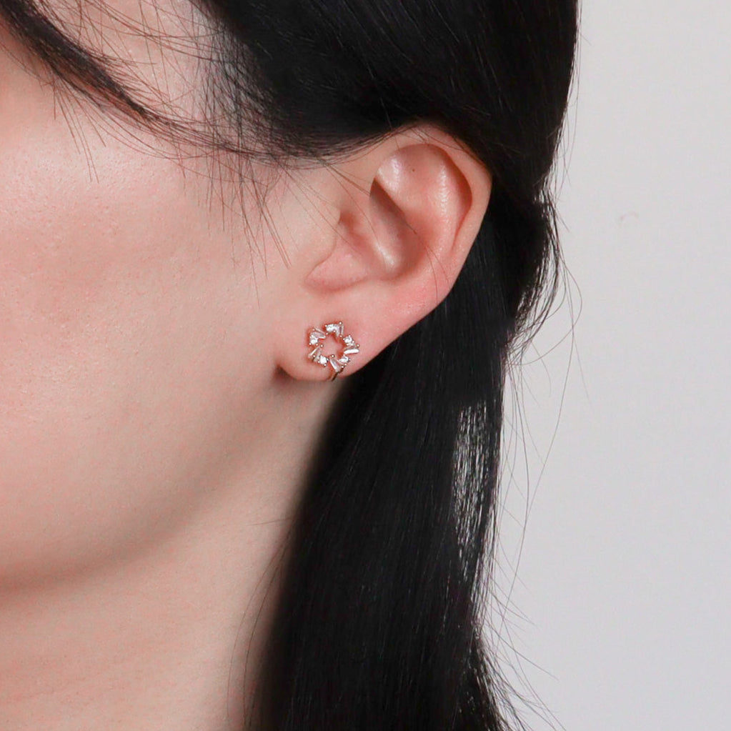 Sparkly Wreath Clip On Earrings
