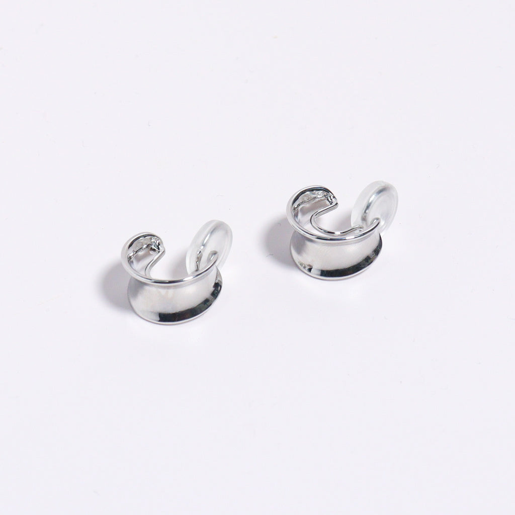 Silver C-Hoop Clip On Earrings