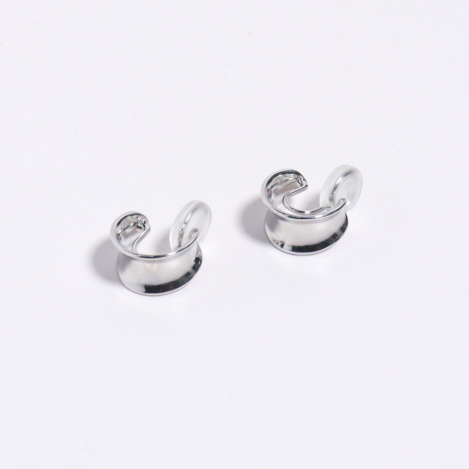 Silver C-Hoop Clip On Earrings