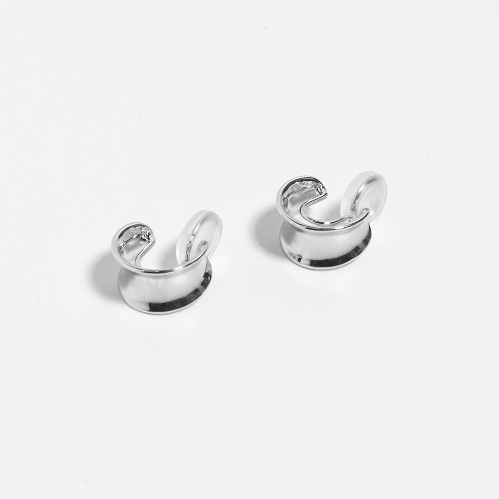 Silver C-Hoop Clip On Earrings