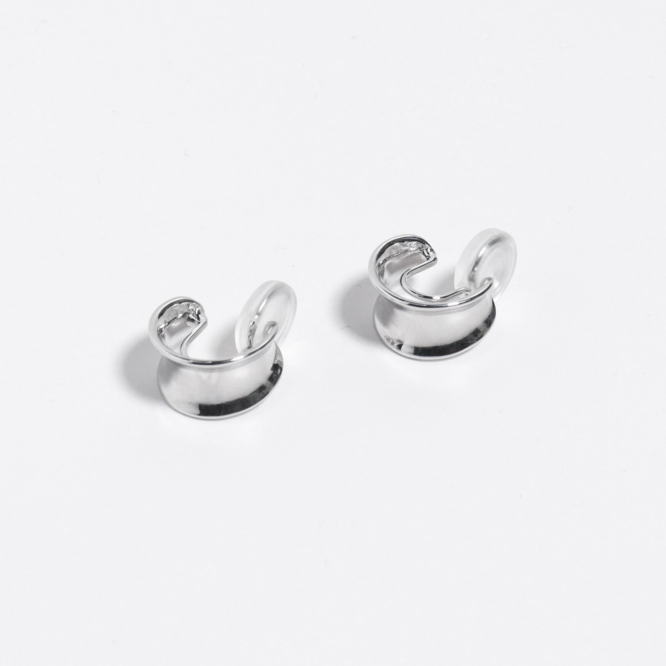 Silver C-Hoop Clip On Earrings