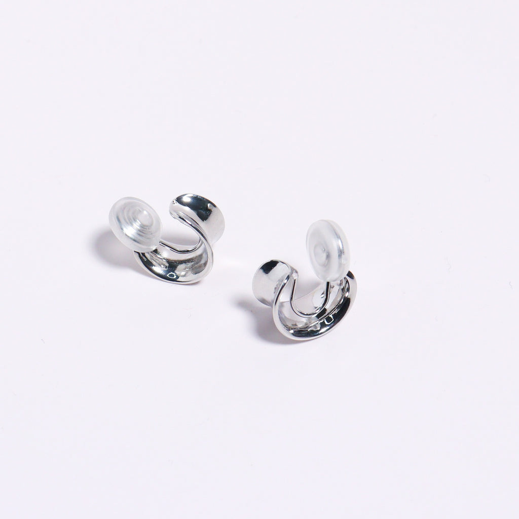 Silver C-Hoop Clip On Earrings