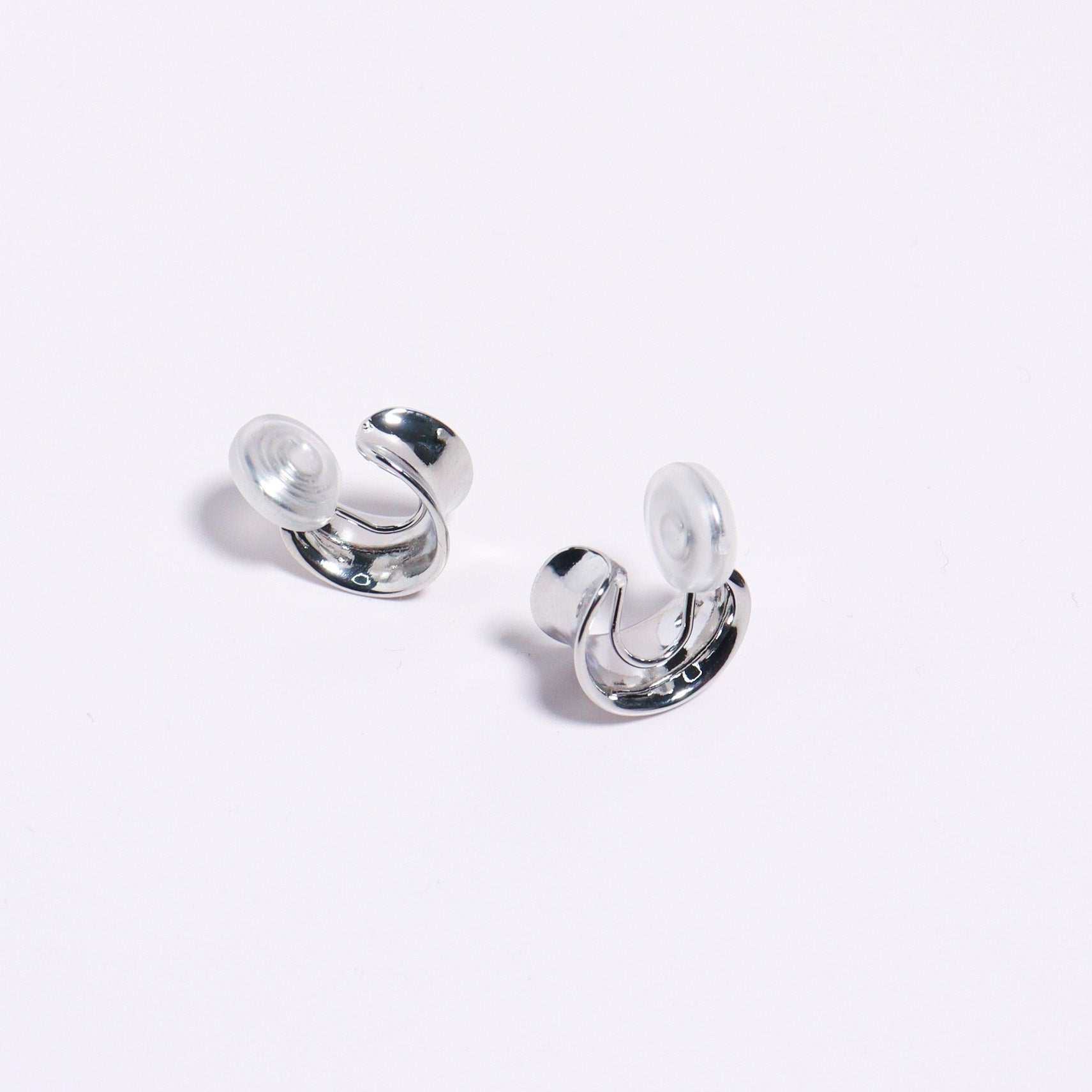 Silver C-Hoop Clip On Earrings
