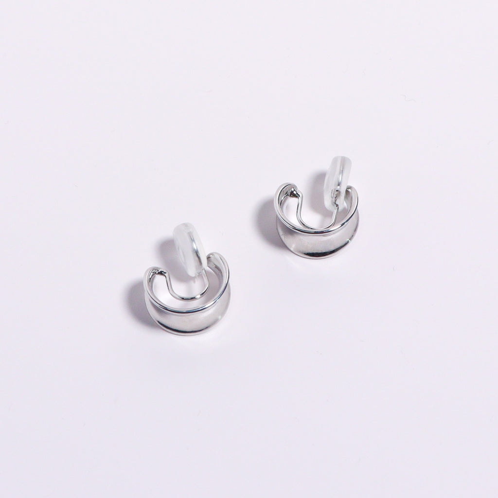Silver C-Hoop Clip On Earrings