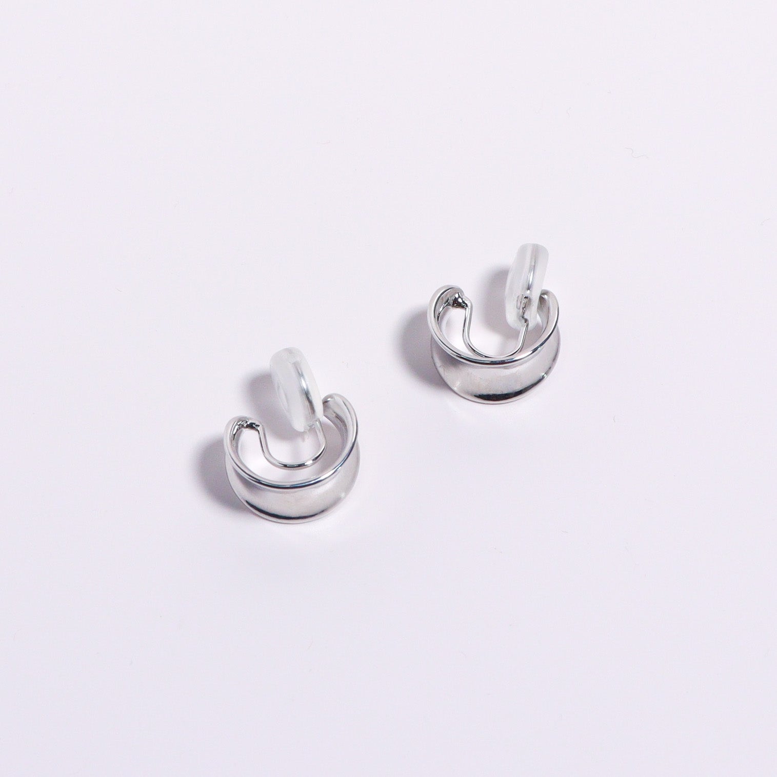 Silver C-Hoop Clip On Earrings