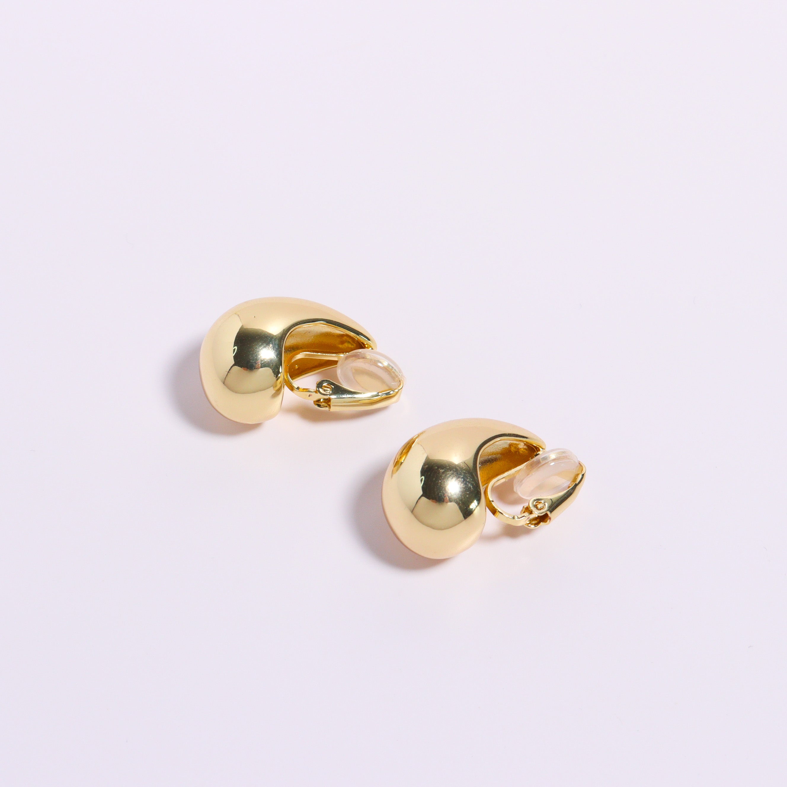 Water Drop Gold Clip On Earrings