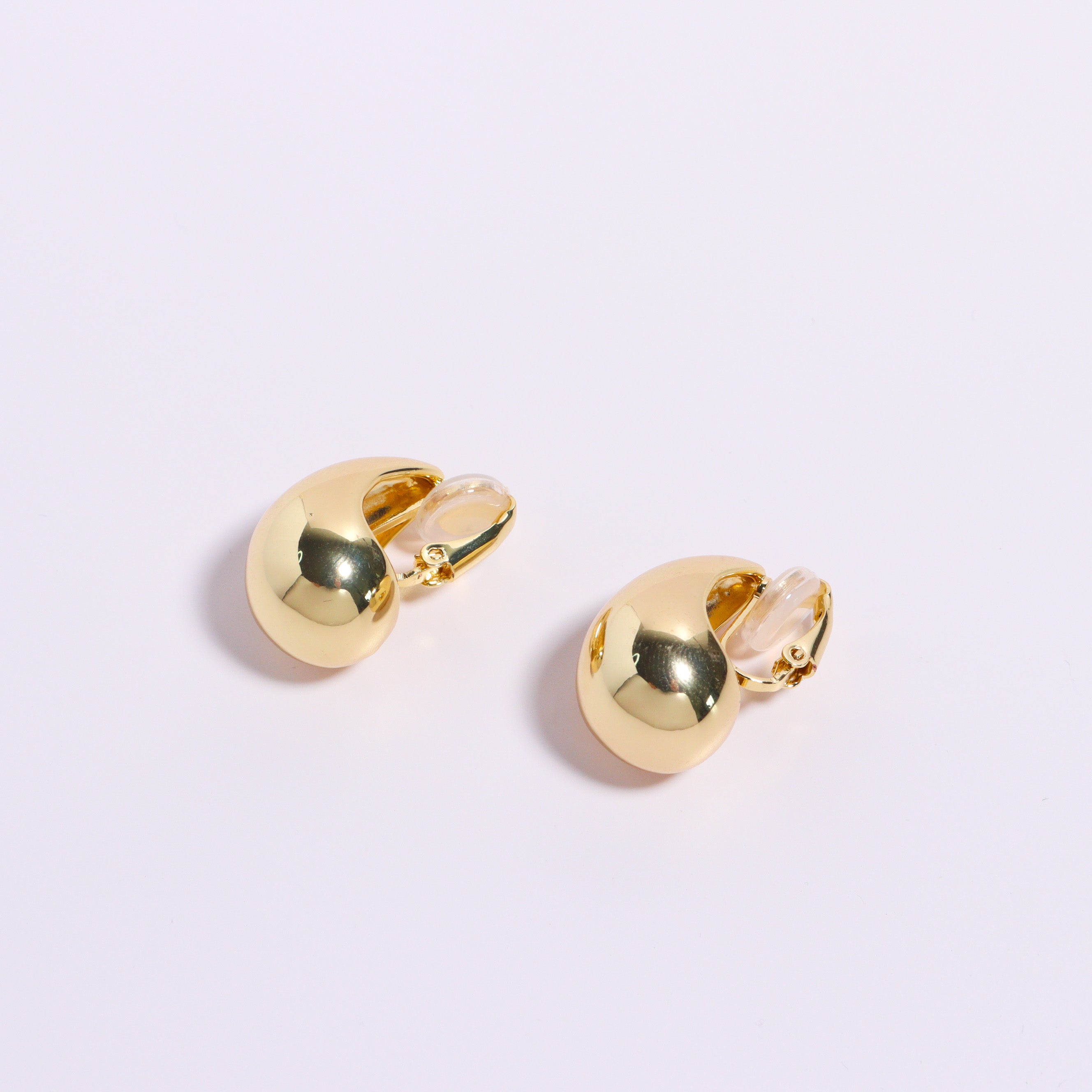 Water Drop Gold Clip On Earrings