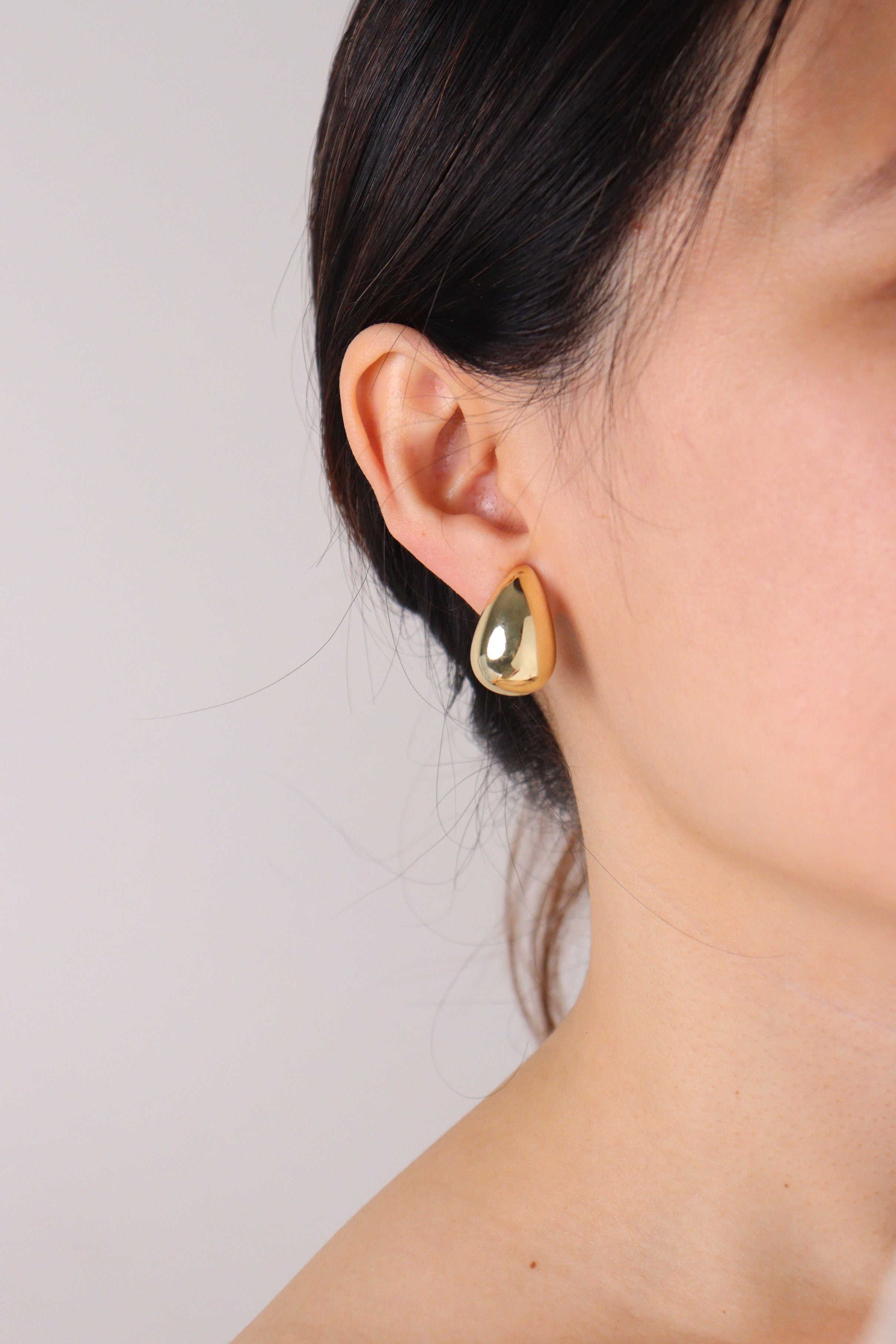 Water Drop Gold Clip On Earrings